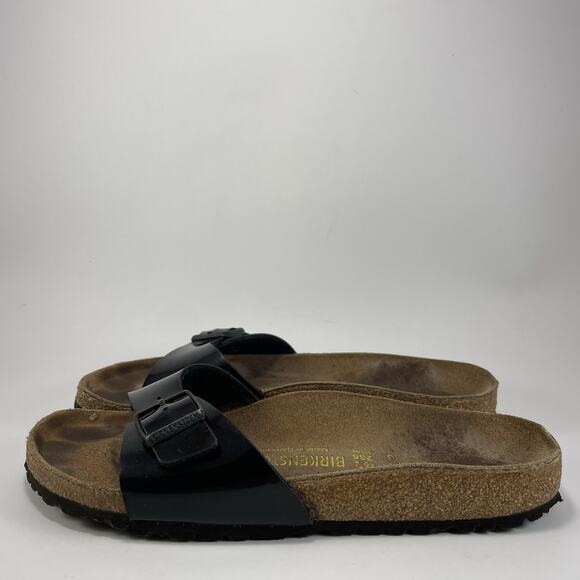 Birkenstock Madrid Slide Sandals Womens Size 41 US 10-10.5 Black Patent Leather - Picture 9 of 10